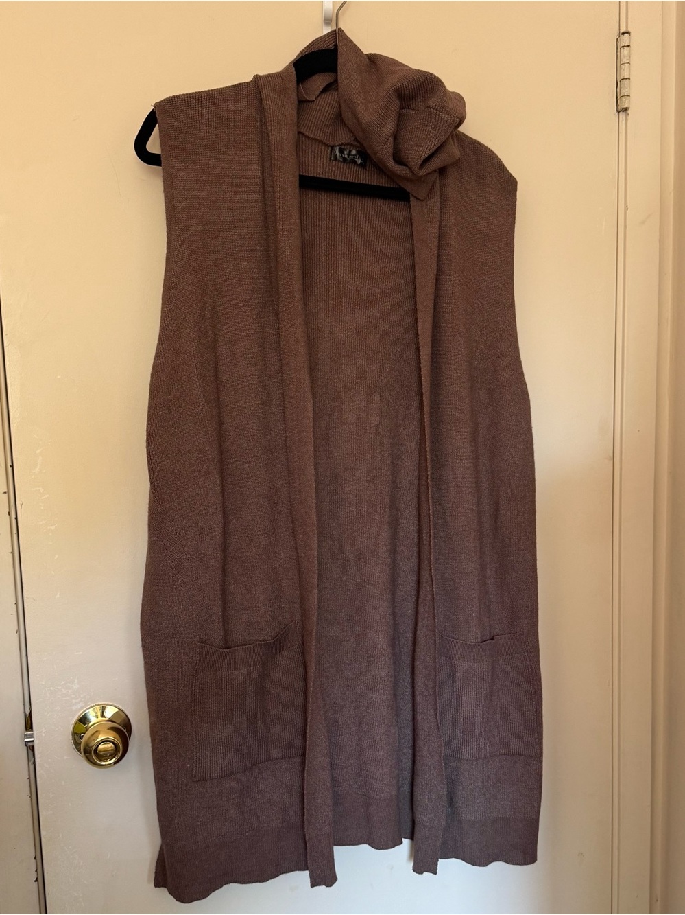 Verve Ami Brown Open-Front Sleeveless Cardigan Vest